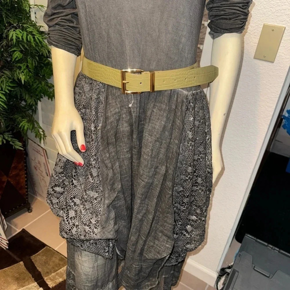 STEVE MADDEN CROCODILE OLIVE GREEN BELT WITH SQUARE GOLD BUCKLE SIZE M - Picture 9 of 10